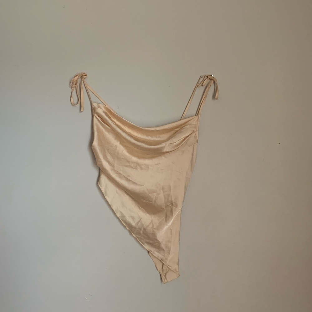 Satin Asymmetrical Strap Top